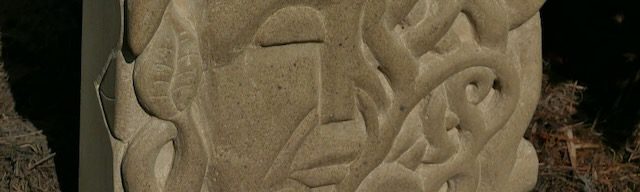 Custom carved lettering in stone at Yorkshire workshop