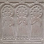 three Celtic goddess carved in stone